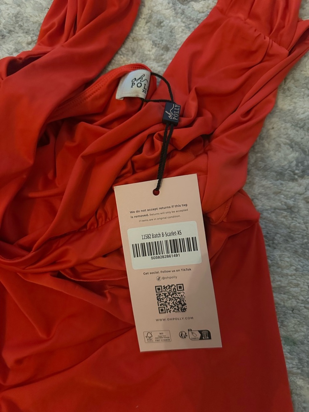 Oh Polly Red V-Neck Mini Dress with Draped Waist NWT XS - Picture 2 of 3
